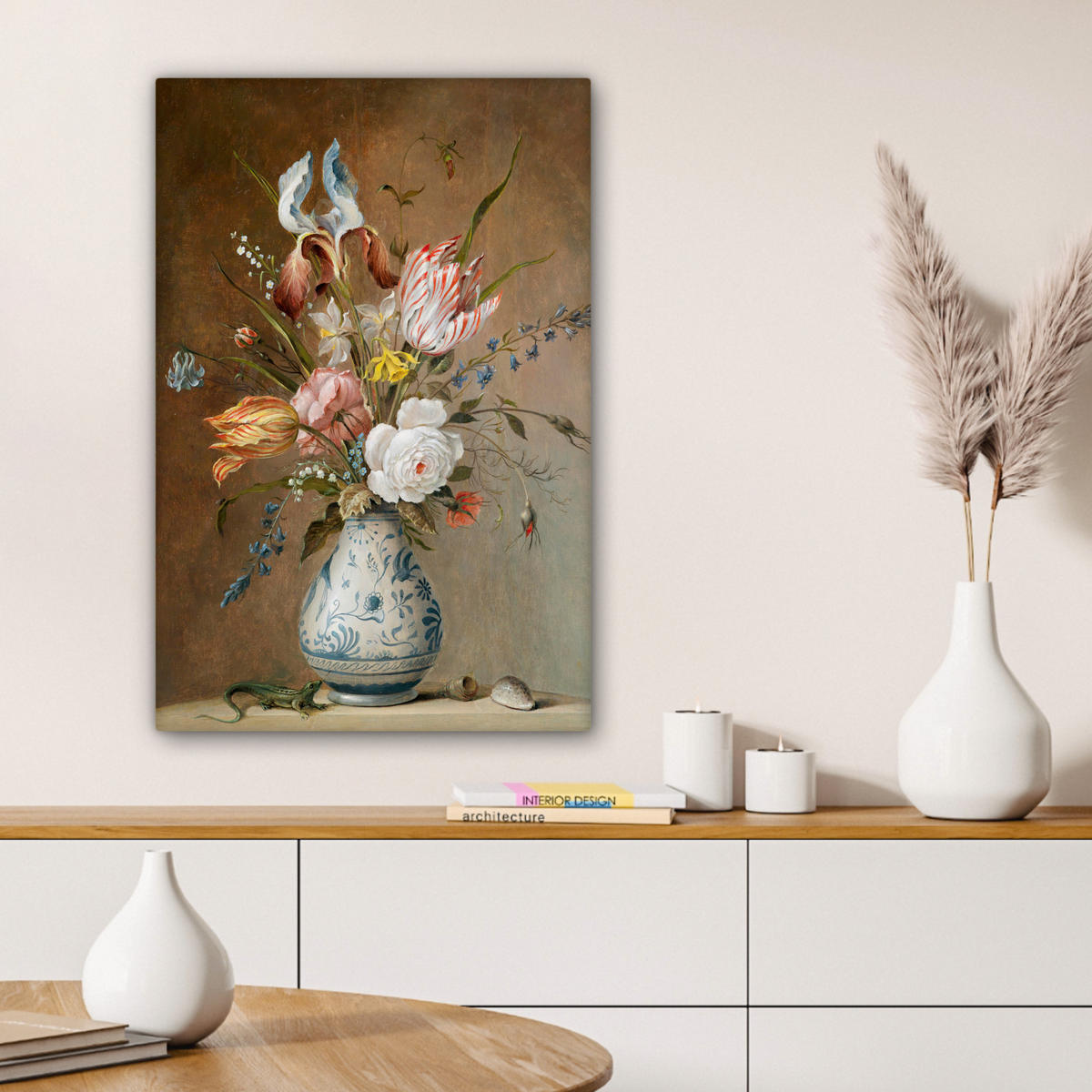 LEINWANDBILD Alte Meister - Blumen - Balthasar van der Ast 40x60 cm - Hellbraun, Textil (40/60cm) - MuchoWow