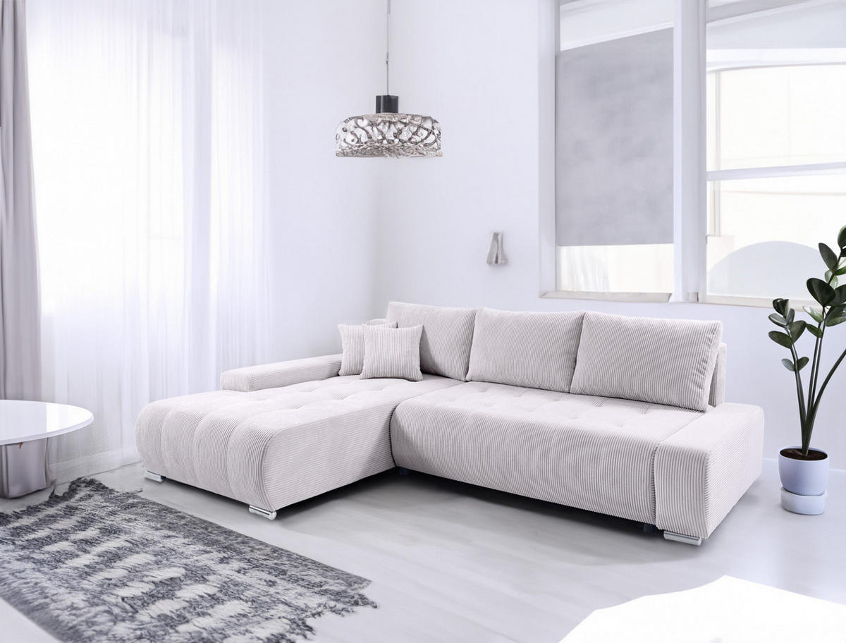 ECKSOFA mit Bettkasten Tragel L, Ecru - Ecru, Textil (185/265cm) - Meblito
