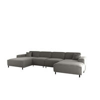 WOHNLANDSCHAFT Gloria In Tiffani - Grau, Holzwerkstoff/Textil (378/73/165cm) - Fun Möbel