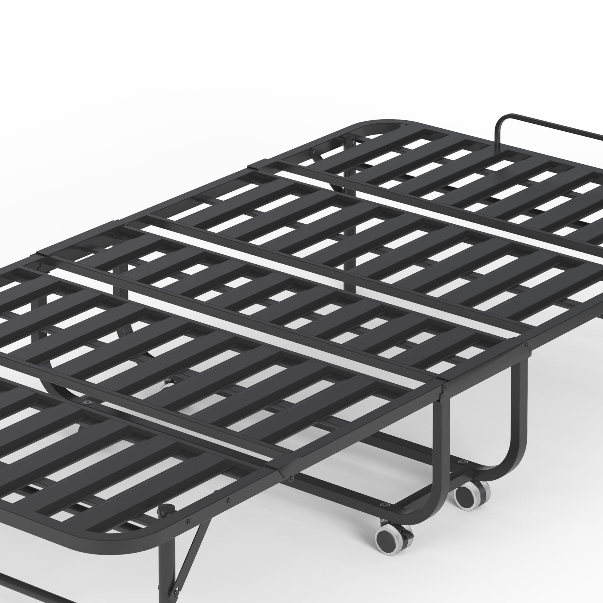 BETT klappbar 90x190 cm Metall Schwarz mit Matratze - Schwarz, Metall (90/190cm) - Beauniv