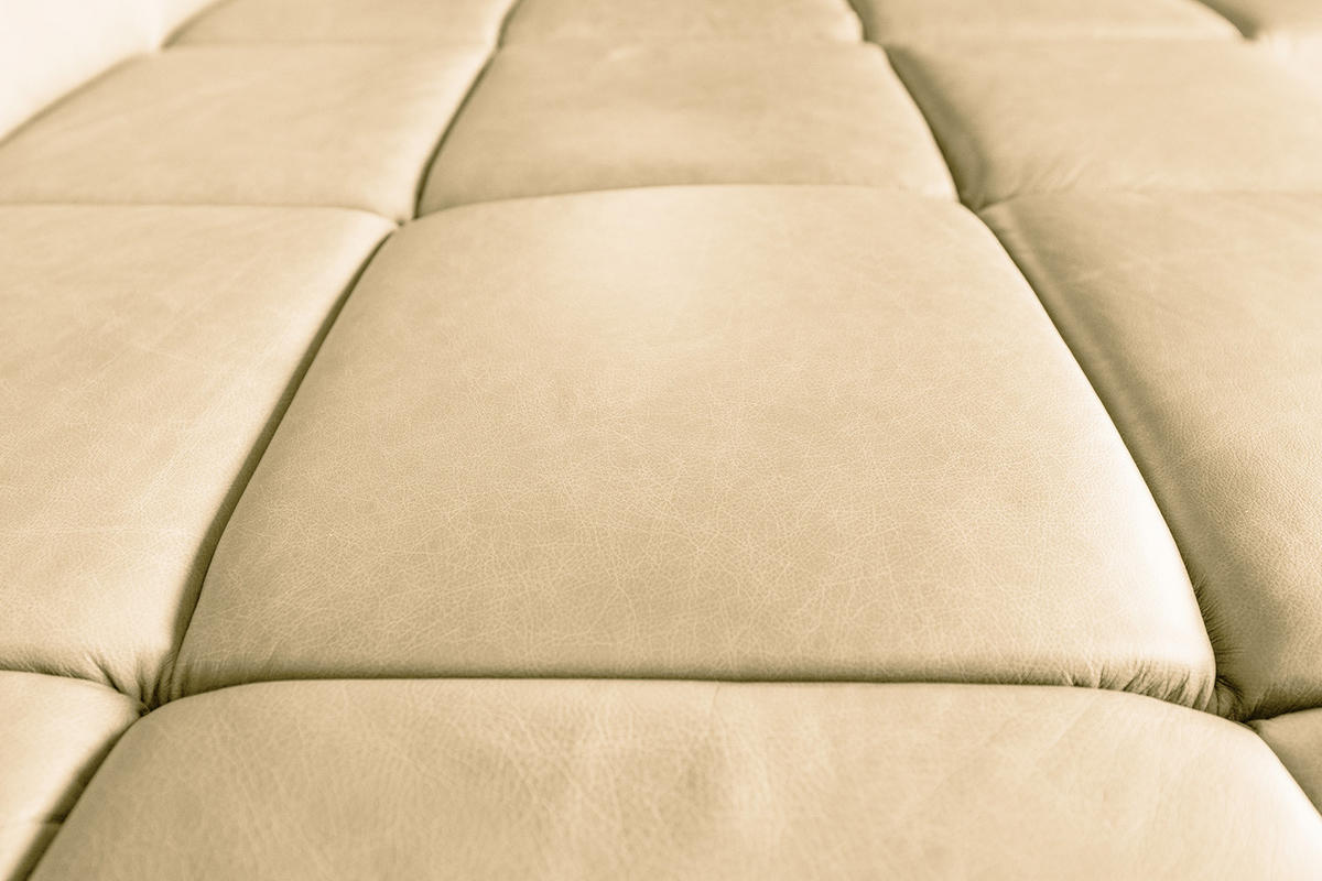 ECKSOFA NELSON Beige Leder Relaxfunktion - Beige/Schwarz, Leder/Metall (321/216cm) - KAWOLA