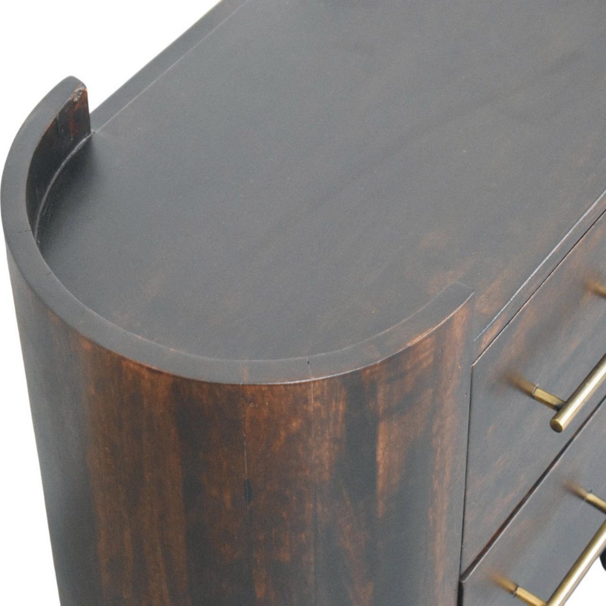 NACHTTISCH mit Samt-Mokka-Finish, 2 Schubladen, dunkelbraun - Goldfarben/Braun, Holz/Metall (55/49/30cm) - Artisan Furniture