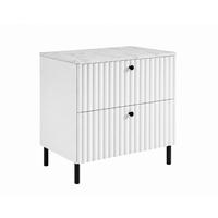 BADEZIMMERSCHRANK: Weiß / Platte Marmor Bianco / Griffe Schwarz / Beine Schwarz, 60 x 44,4 x 73,6 cm - Schwarz/Weiß, Holzwerkstoff (60/73.6/44.4cm) - 3XE LIVING