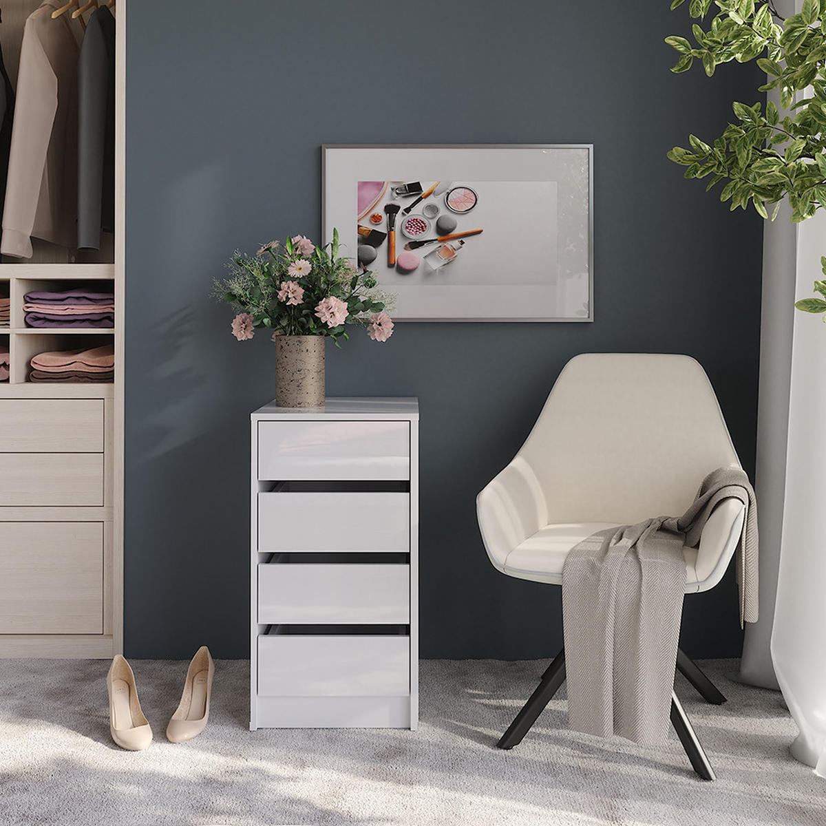 KREDENC Sherry Bílá - vysoce lesklá bílá, kompozitní dřevo (40.2/76/50.1cm) - Vicco