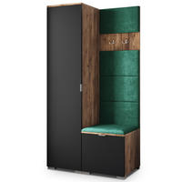 GARDEROBENSCHRANK LORI 95/181/51 cm Modern Garderobe-Set Eiche Lefkas - Eichefarben/Schwarz, Holzwerkstoff (95/181/51cm) - MASSENO