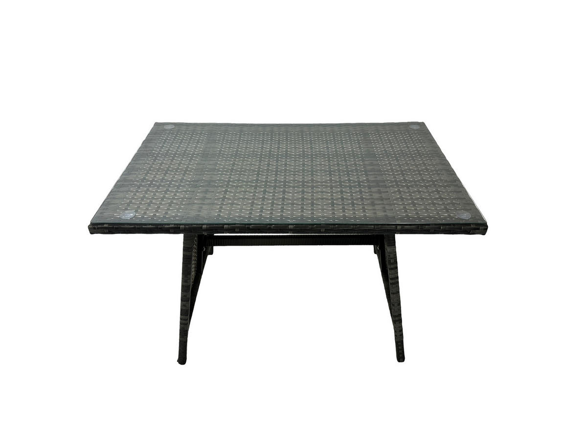 GARTENMÖBEL SET PE Polyrattan 8-Sitzer - Dunkelgrau/Grau, Glas/Kunststoff - Fimous