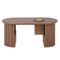 OVÁLNÝ konferenční stolek 105/50/46,5 cm ořechový z MDF s úložným prostorem a zaoblenými hranami - ořechová, kompozitní dřevo (105/50/46.5cm) - OKWISH