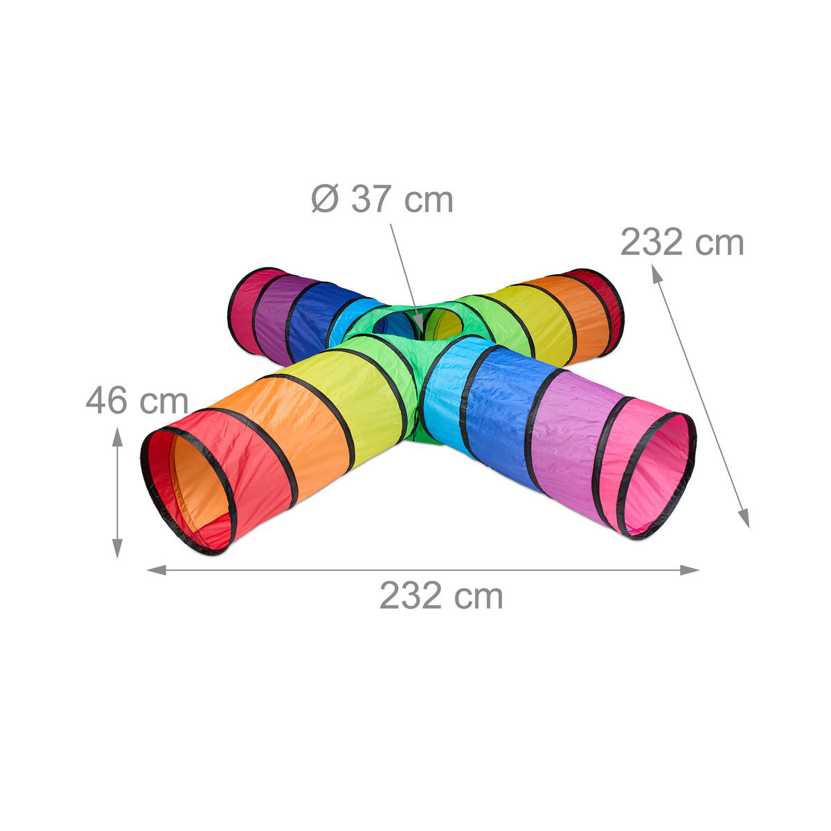 SPIELTUNNEL - Multicolor, Textil/Metall (232/46/232cm) - Relaxdays