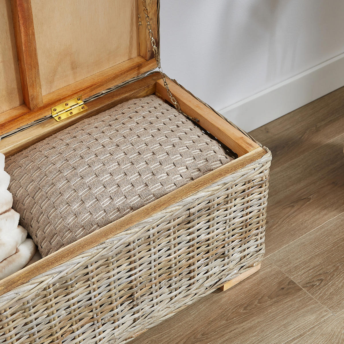 SITZBANK Rattan Braun - Braun, Holz (110/35/35cm) - Nordlys