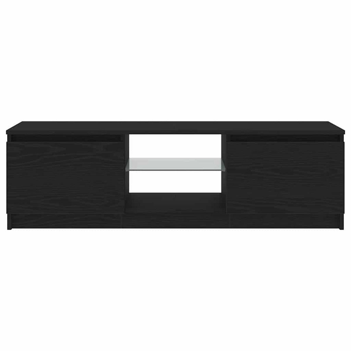 TV-SCHRANK Mit Led-Leuchten Schwarz Eichen-Optik 120/30/36 Cm - Schwarz, Holzwerkstoff (30/36/120cm) - vidaXL