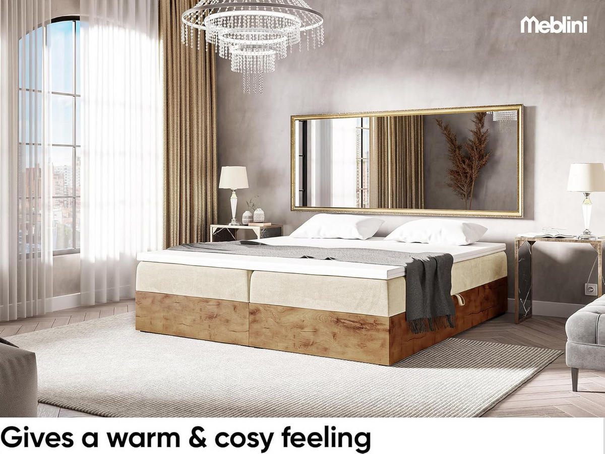 BOXSPRINGBETT LOFTY BOX - Creme, Holzwerkstoff (180/220cm) - Meblini