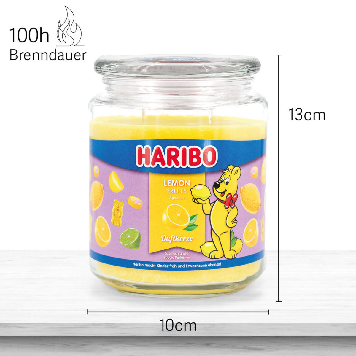 DUFTKERZE Haribo - Gelb, Naturmaterialien/Glas (13cm)