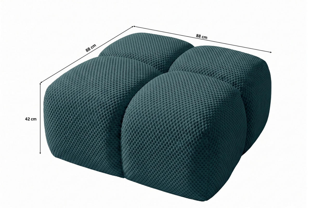 HOCKER, Pouf, Strukturierter Premiumstoff Sonic, Azurblau, Averro - Blau, Holz (88/42/88cm) - Kaiser Möbel