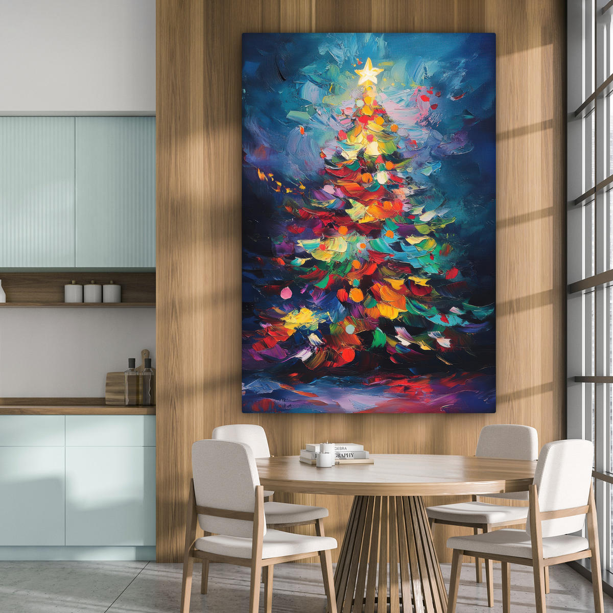 OBRAZ NA PLÁTNĚ Vánoční stromek - Vánoce - Abstraktní - Barevné 90x140 cm - různobarevná, textil (90/140cm) - MuchoWow