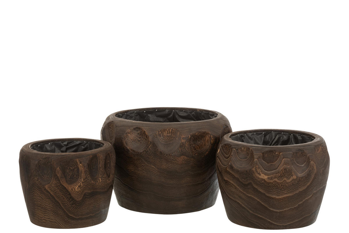 BLUMENTOPF THIBO - Holz - Braun - L - Ø 35 cm - Braun, Holz (35/23cm) - J-Line