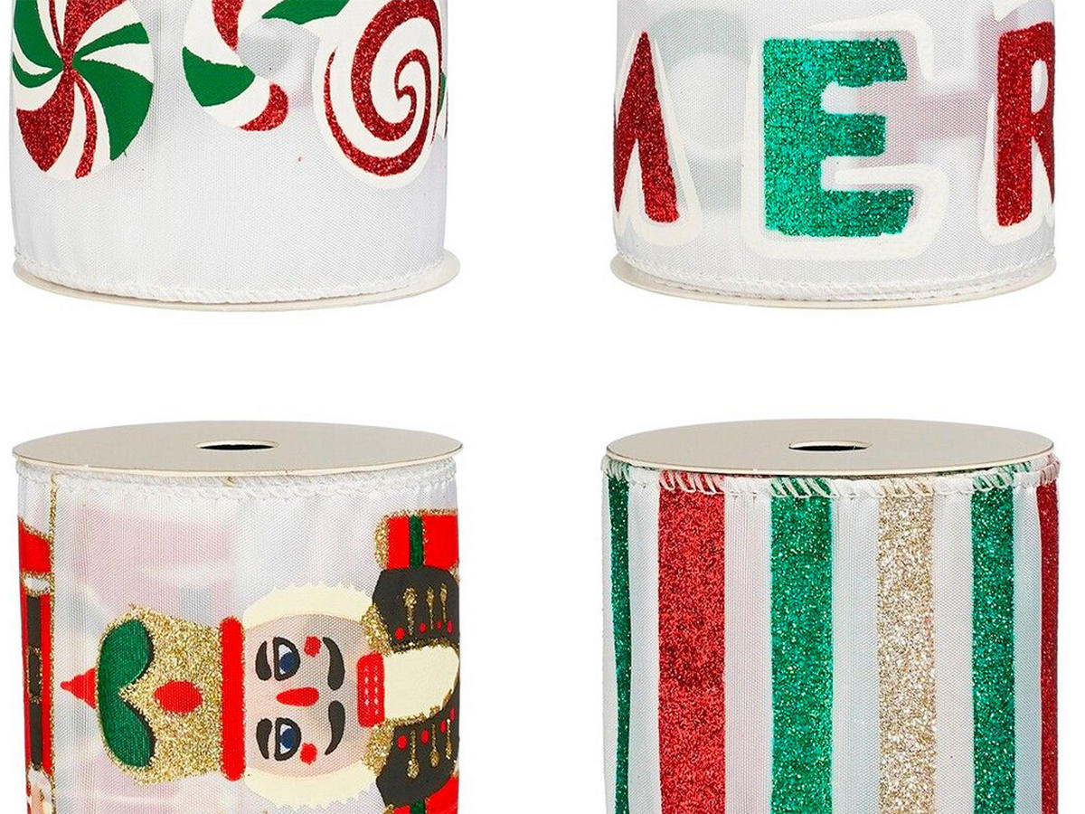 WEIHNACHTSBEDRUCKTE 4er-Set Weihnachtsbänder mehrfarbig 6,5 cm × 270 cm - Rot/Multicolor, Kunststoff (6.5/6.5/270cm) - LAALU