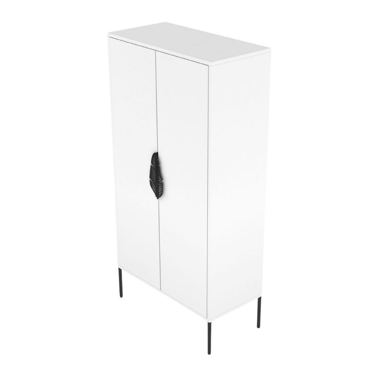 HIGHBOARD Merlin, Weiß, Schwarze Details - Schwarz/Weiß, Holzwerkstoff/Metall (80/160/40cm) - Skandica