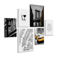 LEINWANDBILDER 6-er Set NY Architektur - Schwarz/Weiß, Textil (90/80cm) - Muralo