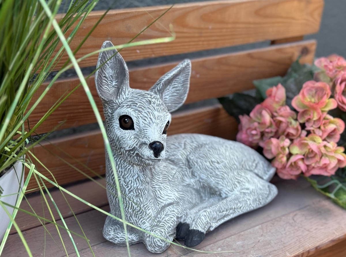 STEINFIGUR Reh naturgetreu, massiv - Grau, Stein (26/23/16cm) - stoneandstyle