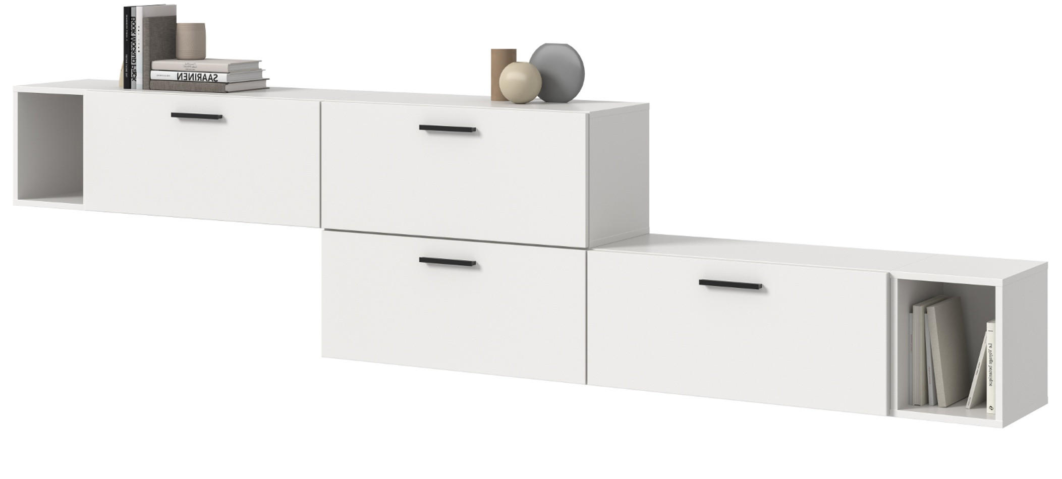 SIDEBOARD weiß 277 cm, Kommode mit Soft-Close - Schwarz/Weiß, Holzwerkstoff/Kunststoff (277/65/34cm) - Inn.Furn
