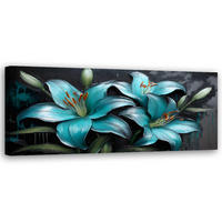 WANDBILD lilienblumen türkisfarbene pflanzen - Türkis, Textil (90/30cm) - Feeby