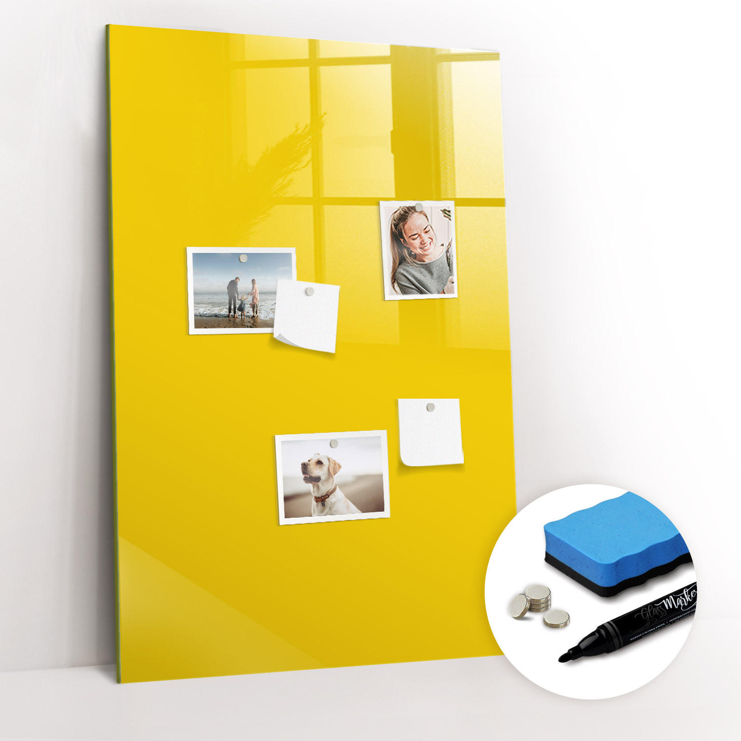 MAGNETTAFEL 60x90 Gelb schwarzer Marker - Gelb, Glas (60/0.4/90cm) - TULUP