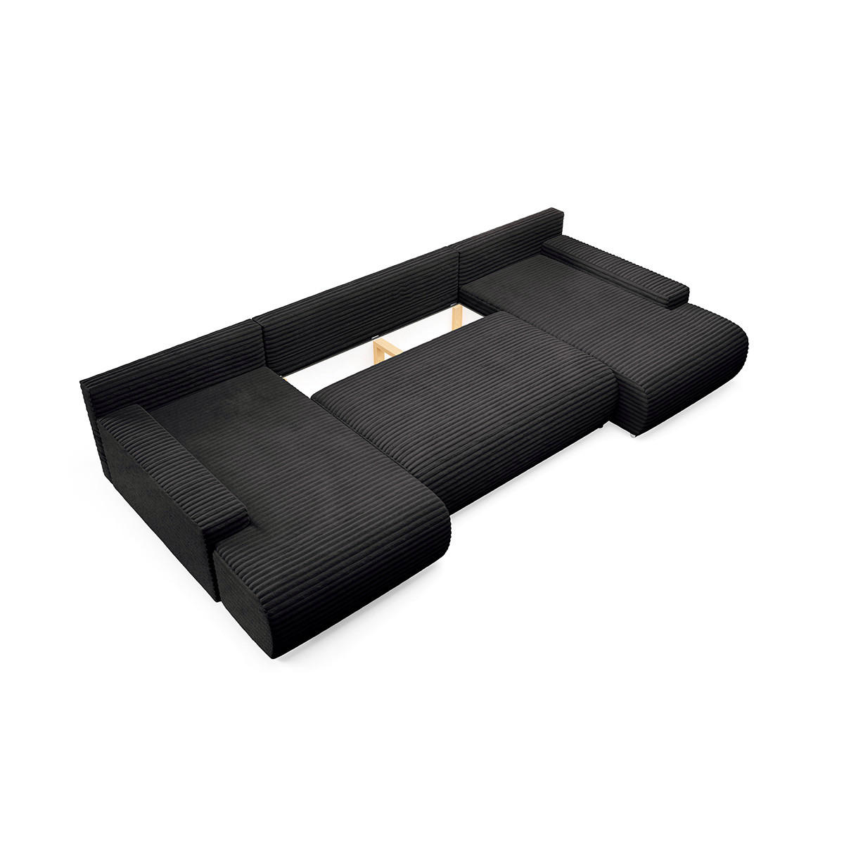 PANORAMASOFA Ivana 4 Sitzplätze Schwarz - Schwarz, Holz (350/85/172cm) - Petits-meubles