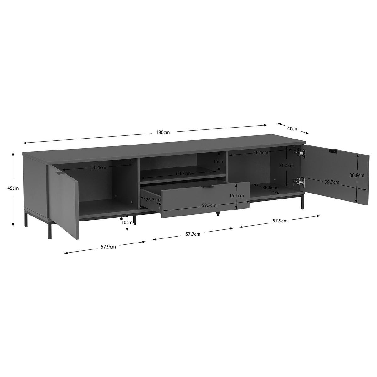 TV-LOWBOARD - Eisen / MDF - Taupe/Schwarz, Holzwerkstoff/Metall (180/45/40cm) - home24