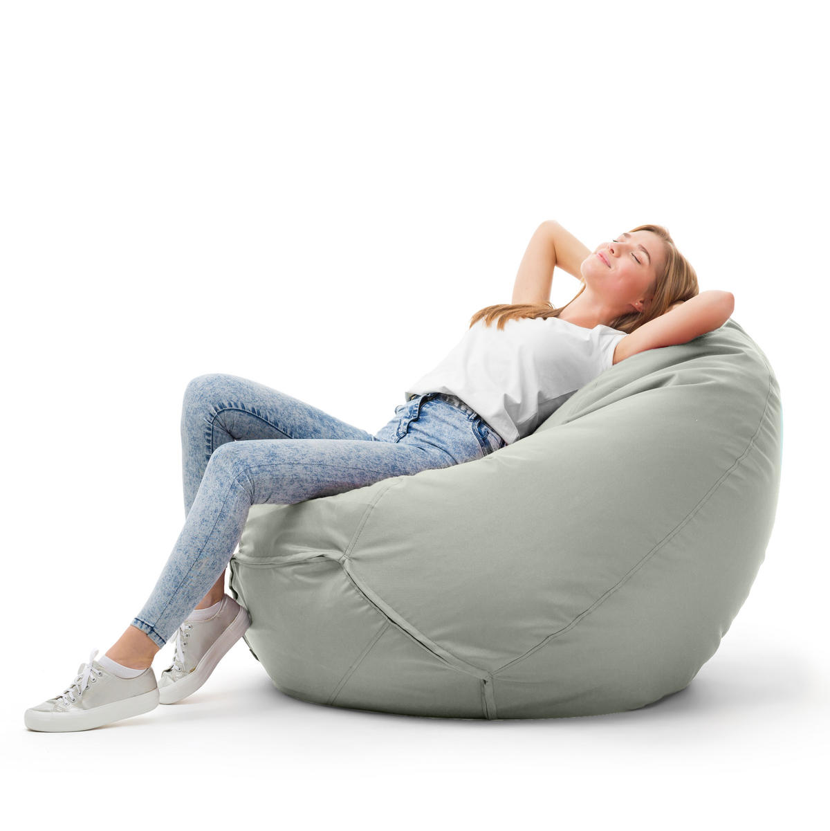 BRUNI Classico Sitzsack - Indoor- und Outdoor-Bean Bag, in Deutschland gefertigt - Hellgrau, Kunststoff/Textil (70/60/70cm) - Bruni