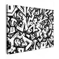 LEINWANDBILD Formen - Buchstaben - Graffiti - Schwarz Wandbilder 80x60 cm - Schwarz, Textil (80/60cm) - MuchoWow