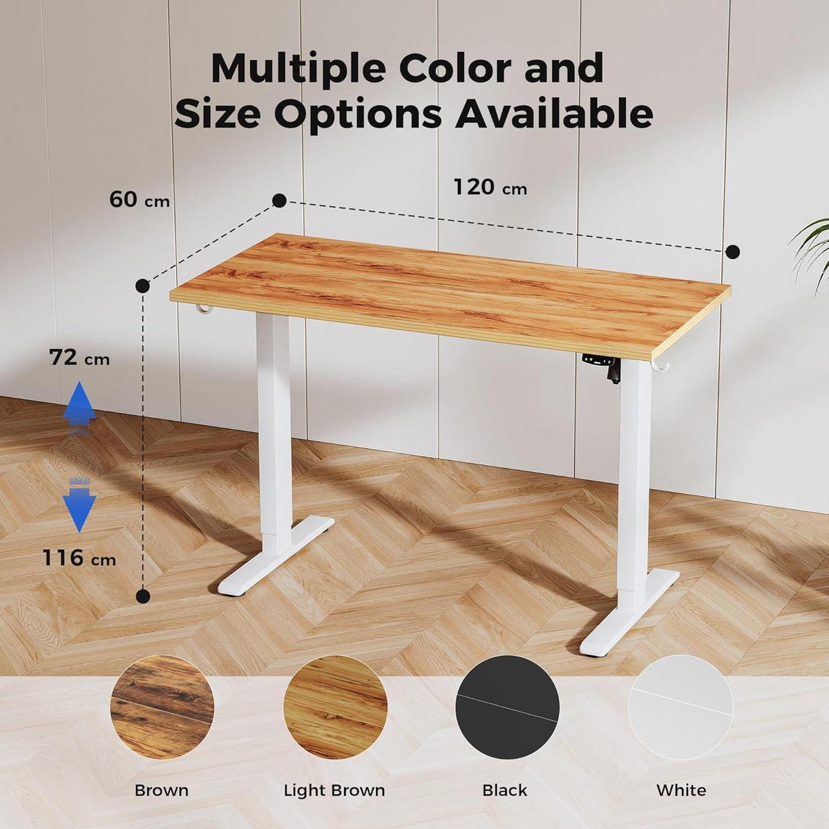 SCHREIBTISCH Höhenverstellbar Elektrisch 120 x 60 cm Hellbraun - Braun, Holzwerkstoff (120/60/75cm)