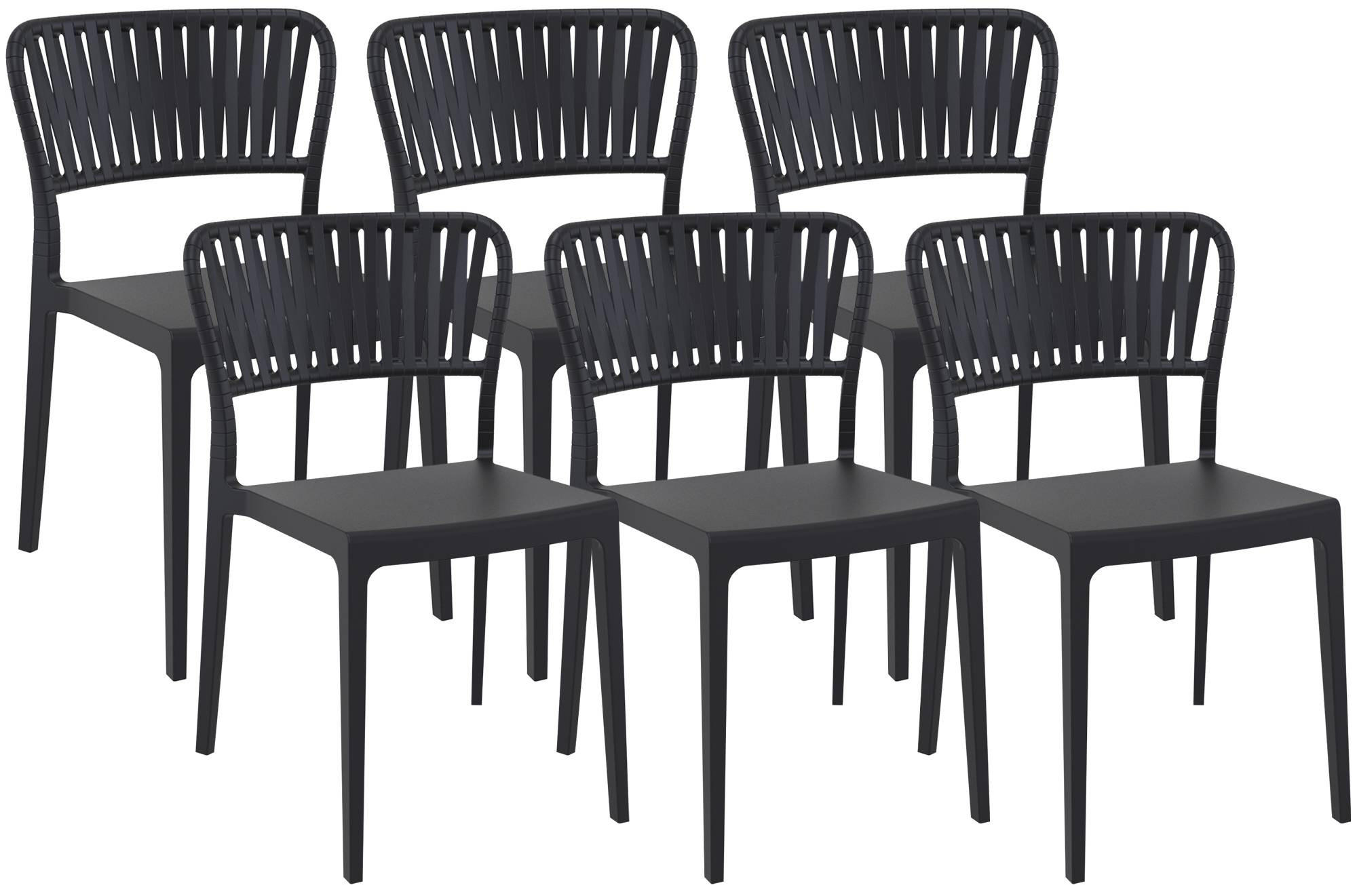 GARTENSTUHL 6er Set Kunststoff Schwarz - Schwarz, Kunststoff (45/84/55cm) - CLP