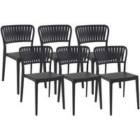 GARTENSTUHL 6er Set Kunststoff Schwarz - Schwarz, Kunststoff (45/84/55cm) - CLP