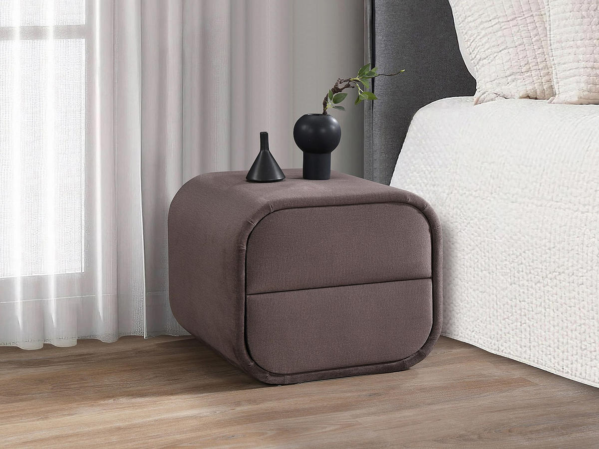 NACHTTISCH - 45.5 cm x 42 cm - stoff - taupe Venalora - Taupe, Textil (45.5/38.5/42cm) - Vente-Unique