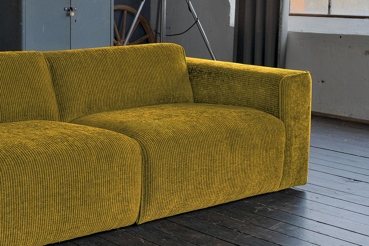 SOFA NELE Gelb - Gelb/Schwarz, Textil (234/71/96cm) - KAWOLA