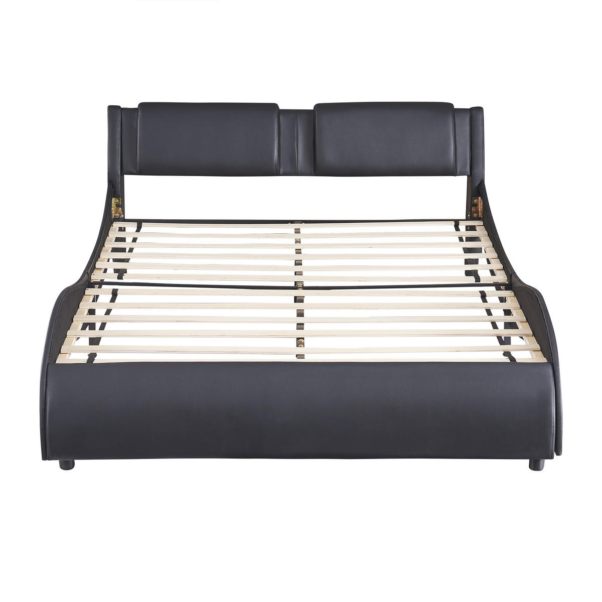 POLSTERBETT 140/200 cm Kunstlederbett mit LED-Beleuchtung und stabilem Rahmen Schwarz - Schwarz, Kunststoff (140/200cm) - OKWISH