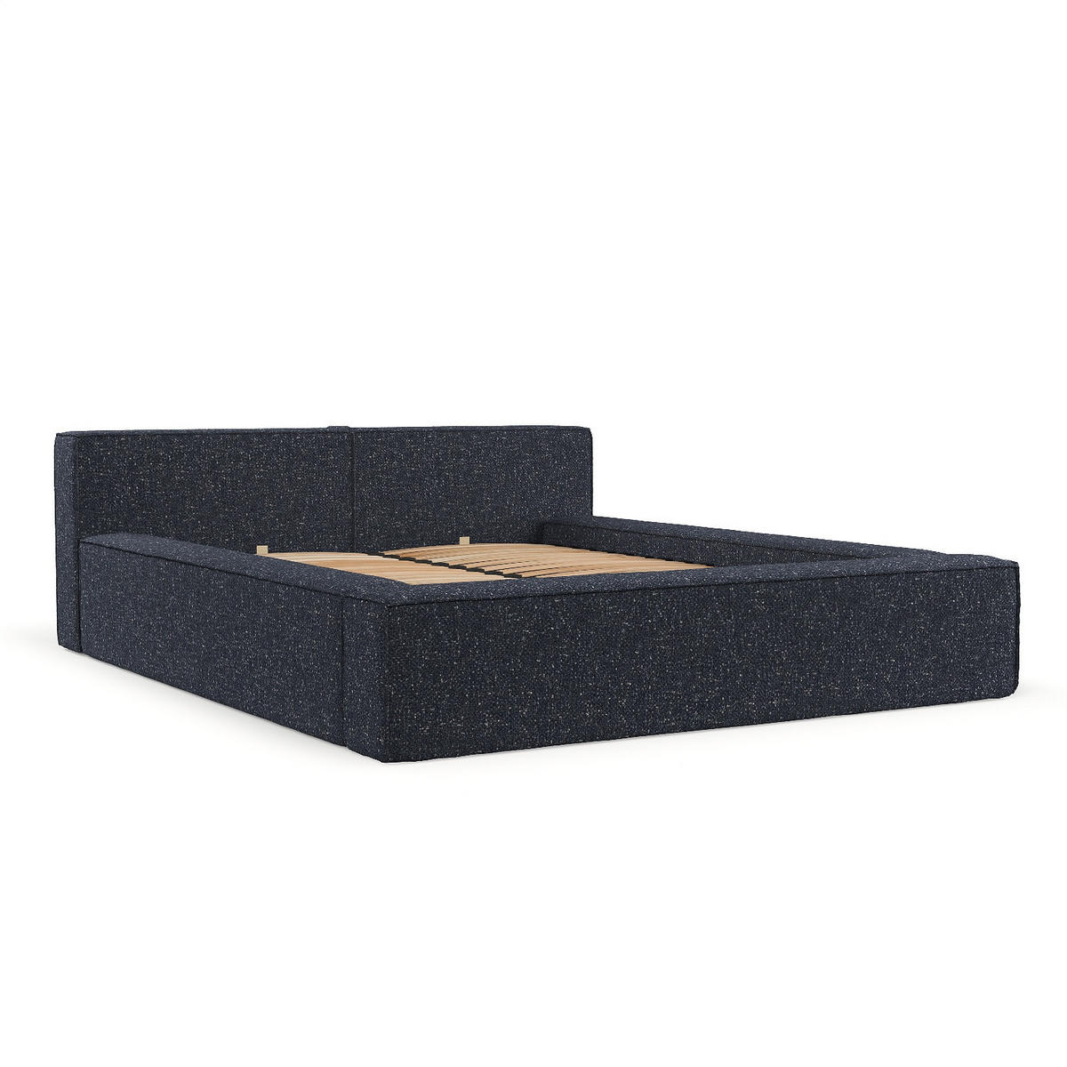 POLSTERBETT Casto mit Stauraum 200/200 cm Dunkelblau im Blur Stoff - Schwarz/Naturfarben, Holz/Holzwerkstoff (200/200cm) - AltaBeds