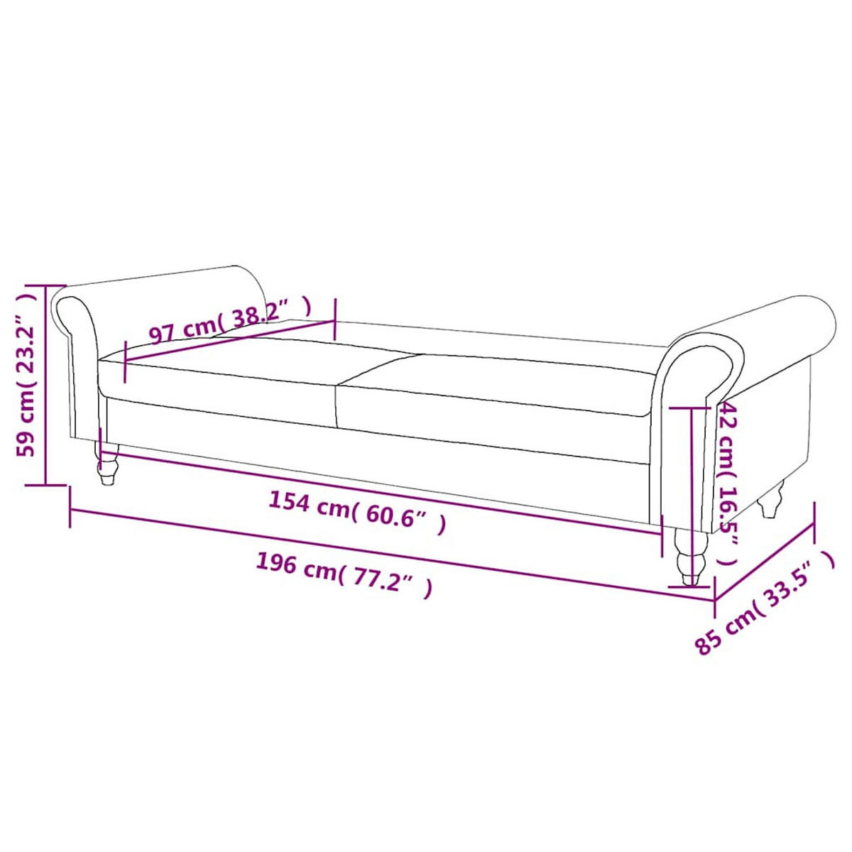 2-SITZER Schlafsofa Mit Armlehnen Künstliches Wildleder Braun - Braun, Leder (82/196/85cm) - vidaXL