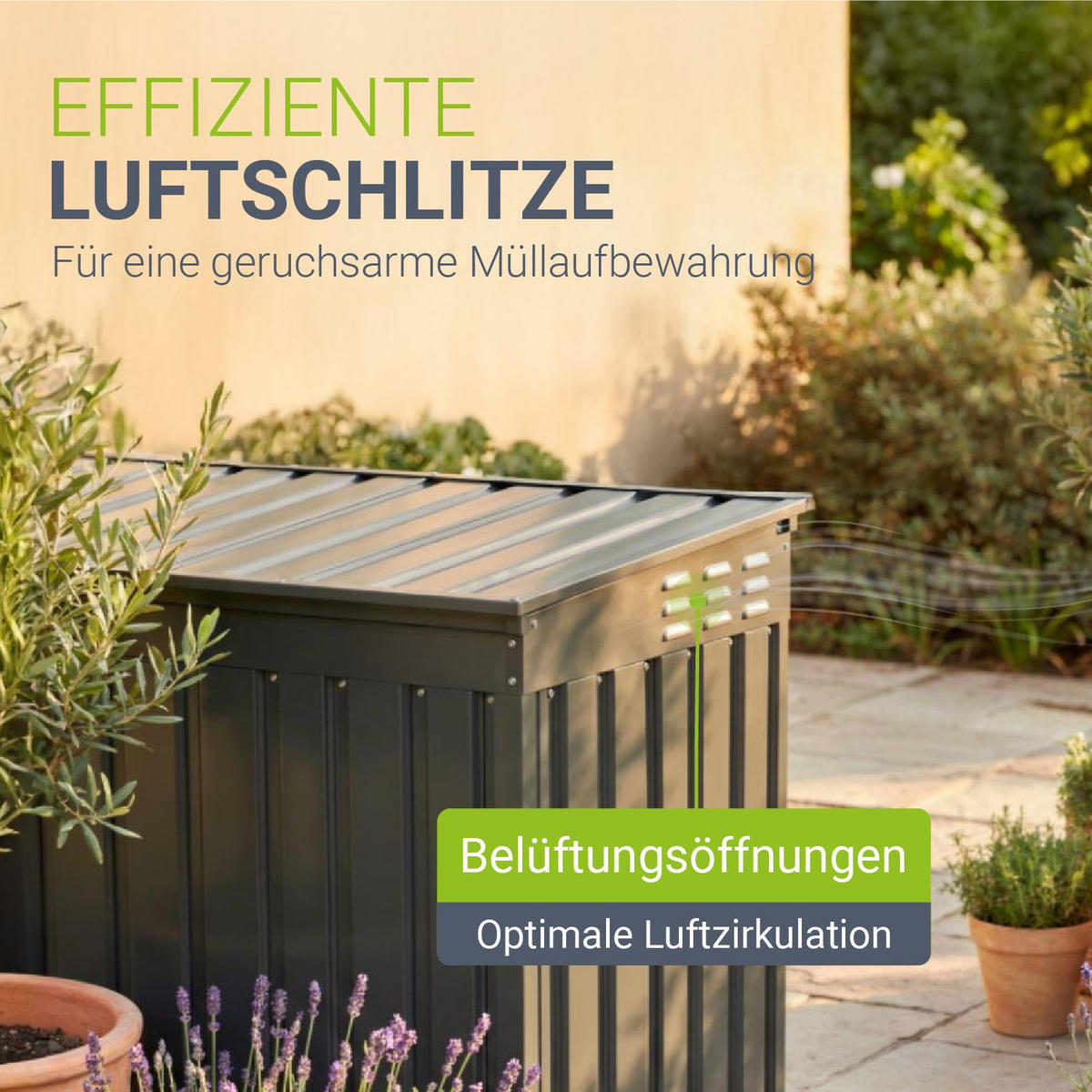 MÜLLTONNENBOX Namur Grau - Anthrazit, Metall (200/128/105cm) - Juskys