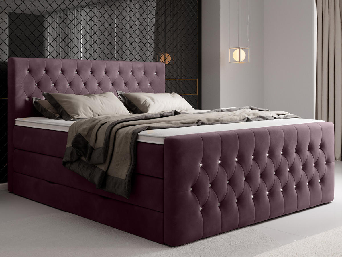 BOXSPRINGBETT Sira Lila 160/200 cm H2/H3 Samt - Lila, Textil (160/200cm) - wonello