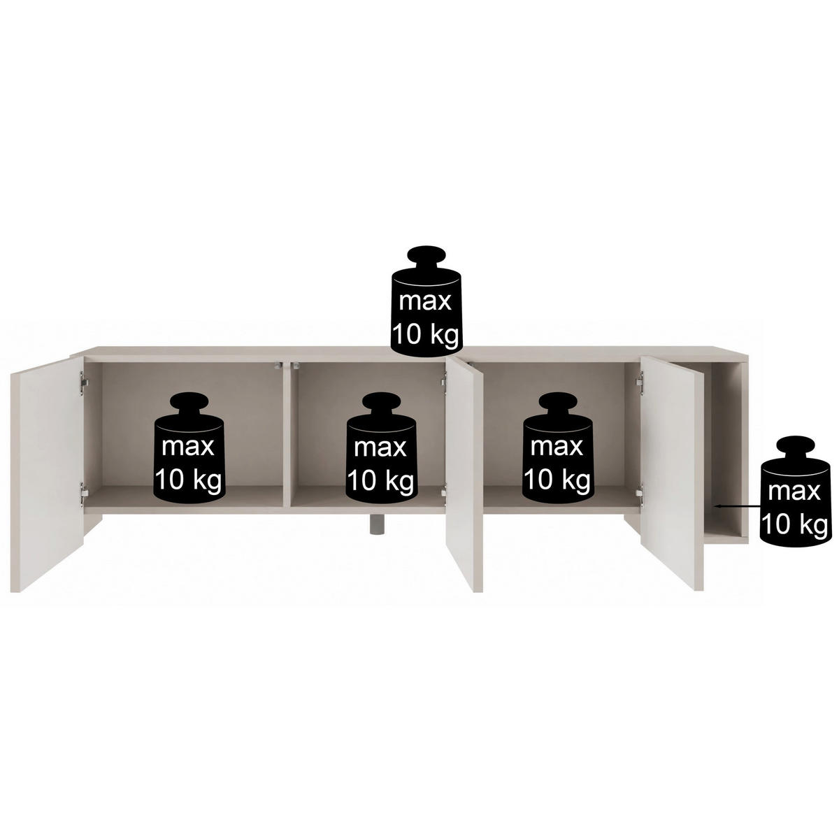 TV stolek Arkadia kašmírově šedý 175/49/35 cm - kašmírová, kompozitní dřevo (175/49/35cm) - Selsey
