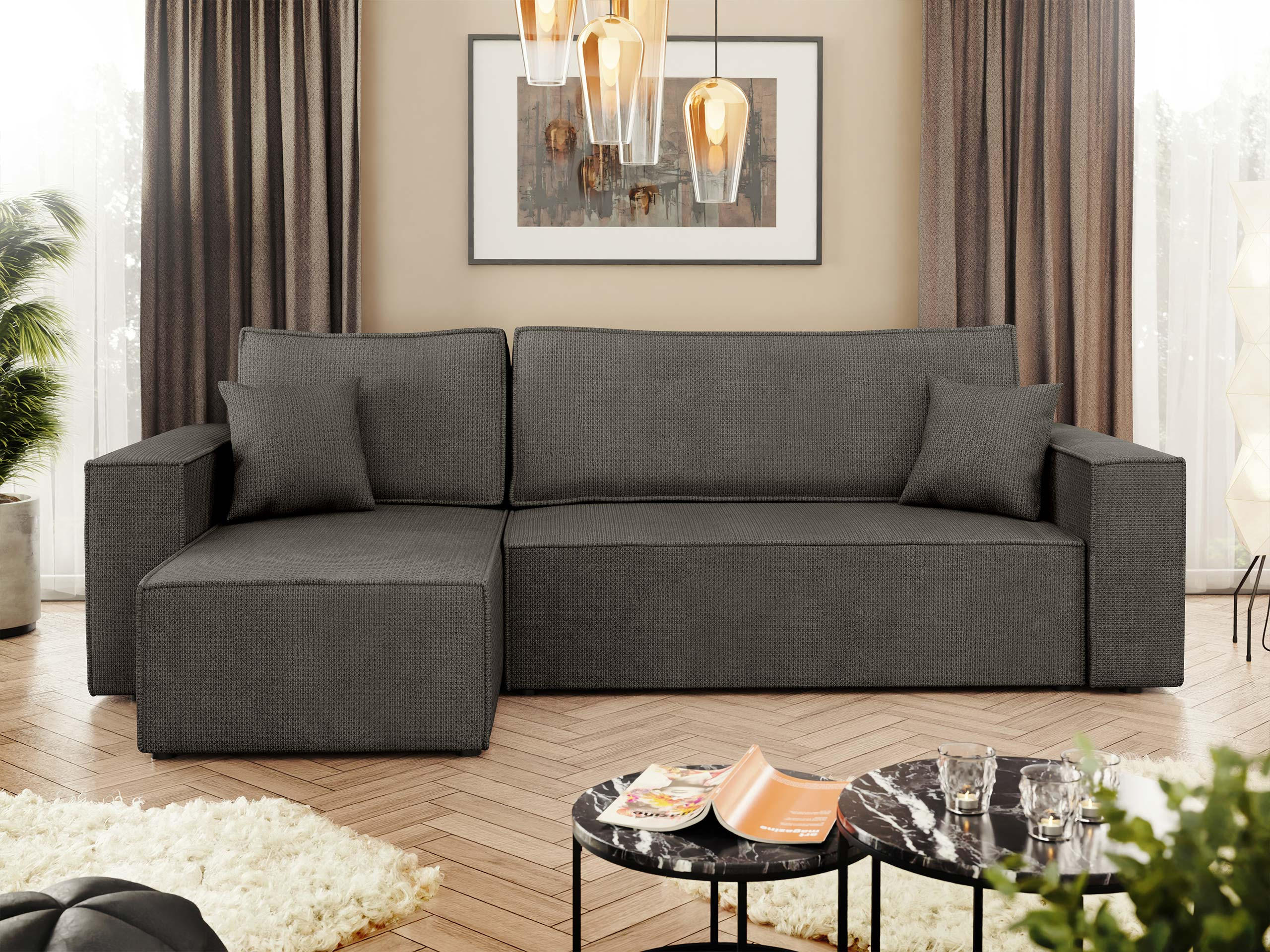 ECKSOFA Karl - Schwarz/Braun, Holz/Kunststoff (244/145cm) - MIRJAN24