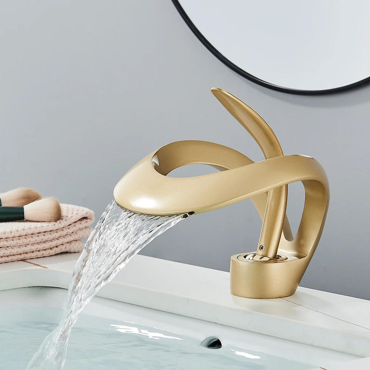 WASCHTISCHARMATUR Messing, Gold, Heiß-/Kaltwasser - Goldfarben, Metall (5/15/9cm) - Kaket