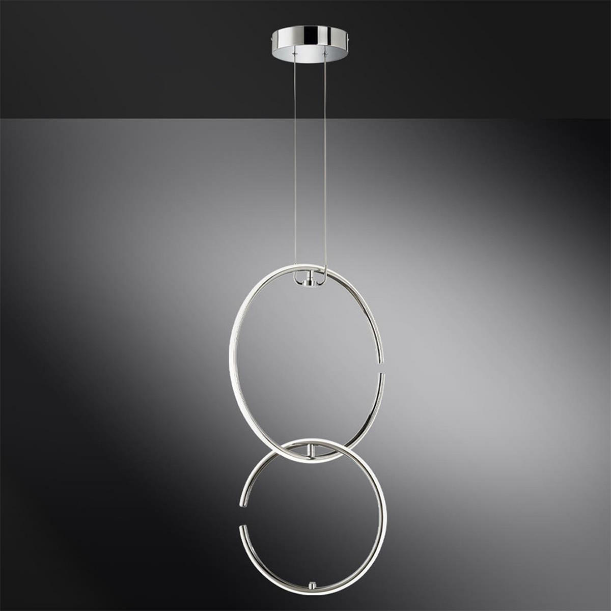 LED HÄNGELEUCHTE Chrom Ring Design Silber - Silberfarben, Metall (45/21/230cm) - Wofi