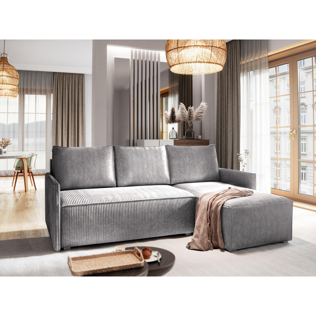 Thumbnail - Masseno Ecksofa, Hellgrau, Holz, 3-Sitzer, L-Form,L-Form, 206x143 cm, Wohnzimmer, Sofas & Couches, Wohnlandschaften, Eck...