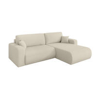 ROHOVÁ SEDAČKA s funkcí spaní, otoman vpravo BERY-L 276x193x88 béžová bouclé - černá/písková barva, kompozitní dřevo/textil (276/193cm) - ALTDECOR