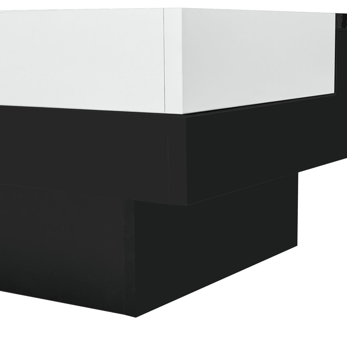 COUCHTISCH Schwarz und Weiß 72/72/30 cm LED-Beleuchtung - Schwarz, Holzwerkstoff (72/72/30cm) - PANGIVO