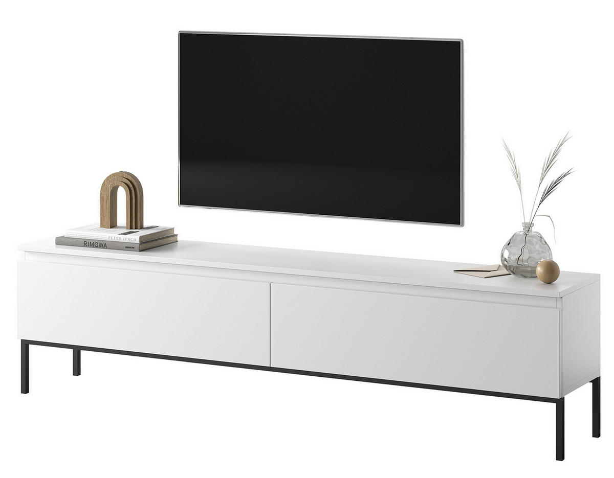 TV-SCHRANK Bemmi Weiß mit schwarzen Beinen, 175 cm - Schwarz/Weiß, Holzwerkstoff/Metall (175/46/32cm) - Selsey