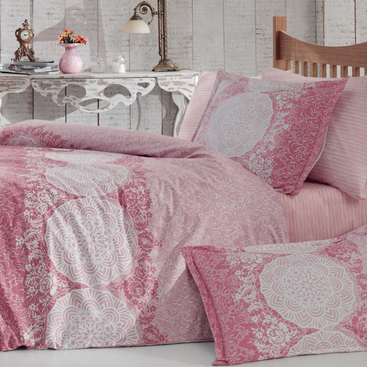 BETTWÄSCHE 5-teilig 200/200 cm ZUMRUT - Rosa, Textil (200/200cm) - ROLFNERS