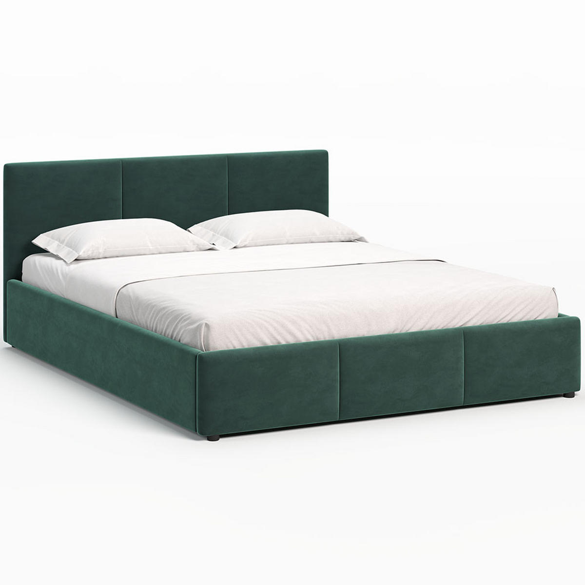 POLSTERBETT 140×200 mit Bettkasten und Lattenrost Nela HLR-54 Flaschengrün Velours - Dunkelgrün, Holz/Textil (140/200cm) - Jana